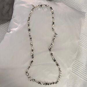 CHANEL Elegant Black and White Pearl Necklace